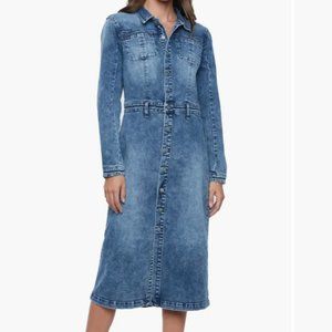 NWOT Wash Lab Denim Millie Long Sleeve Denim Shirtdress Blue Rain Dark XL #1185